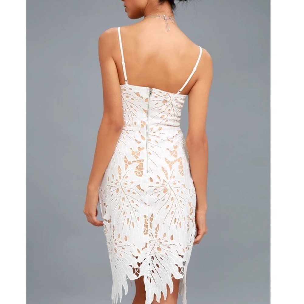 White Lace Bodycon Midi Dress - Gem
